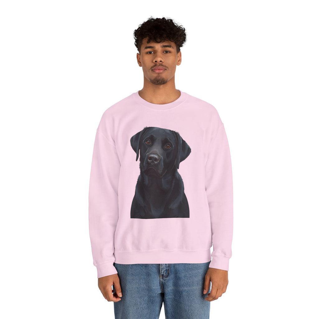 Black Labrador Portrait Crewneck Sweatshirt — Realistic Dog Print for Dog Lovers