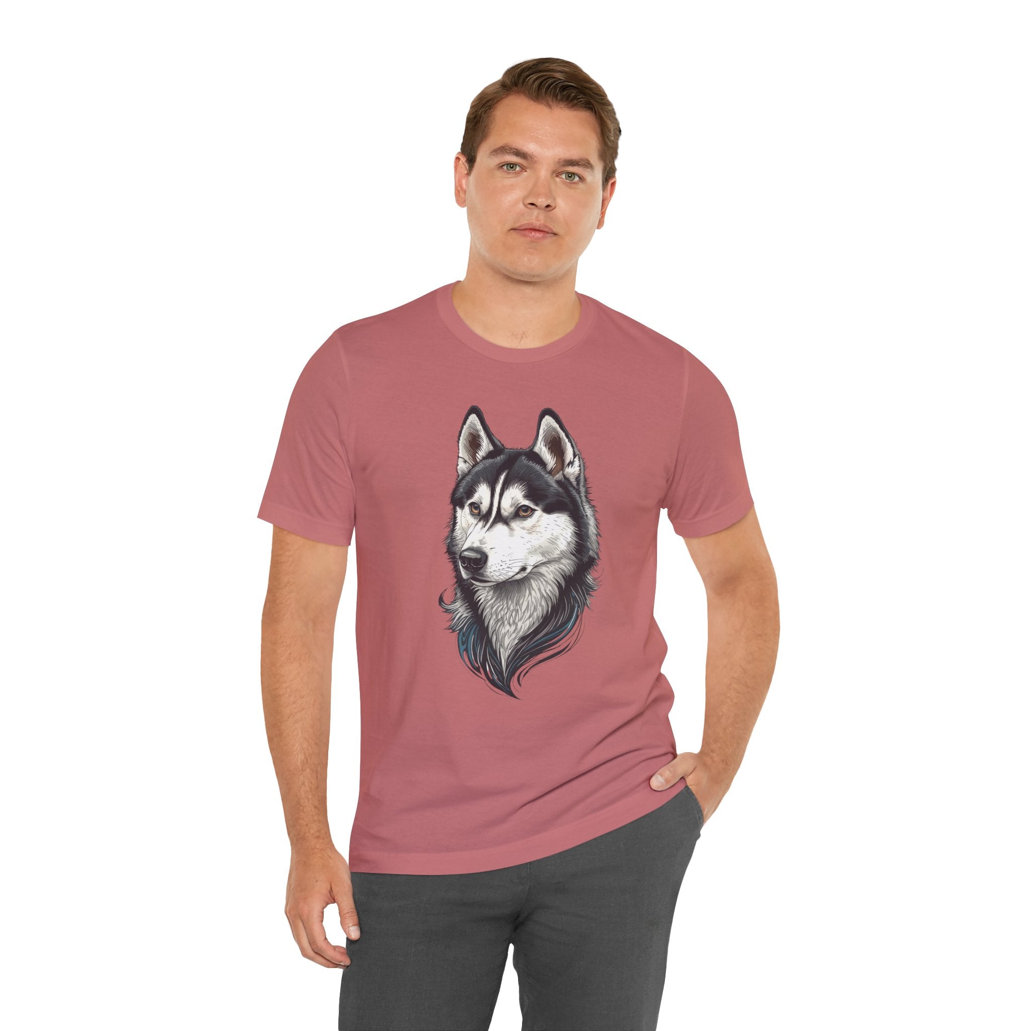 Husky Portrait T-Shirt — Realistic Siberian Husky Dog Tee