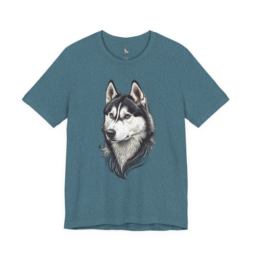 Husky Portrait T-Shirt — Realistic Siberian Husky Dog Tee