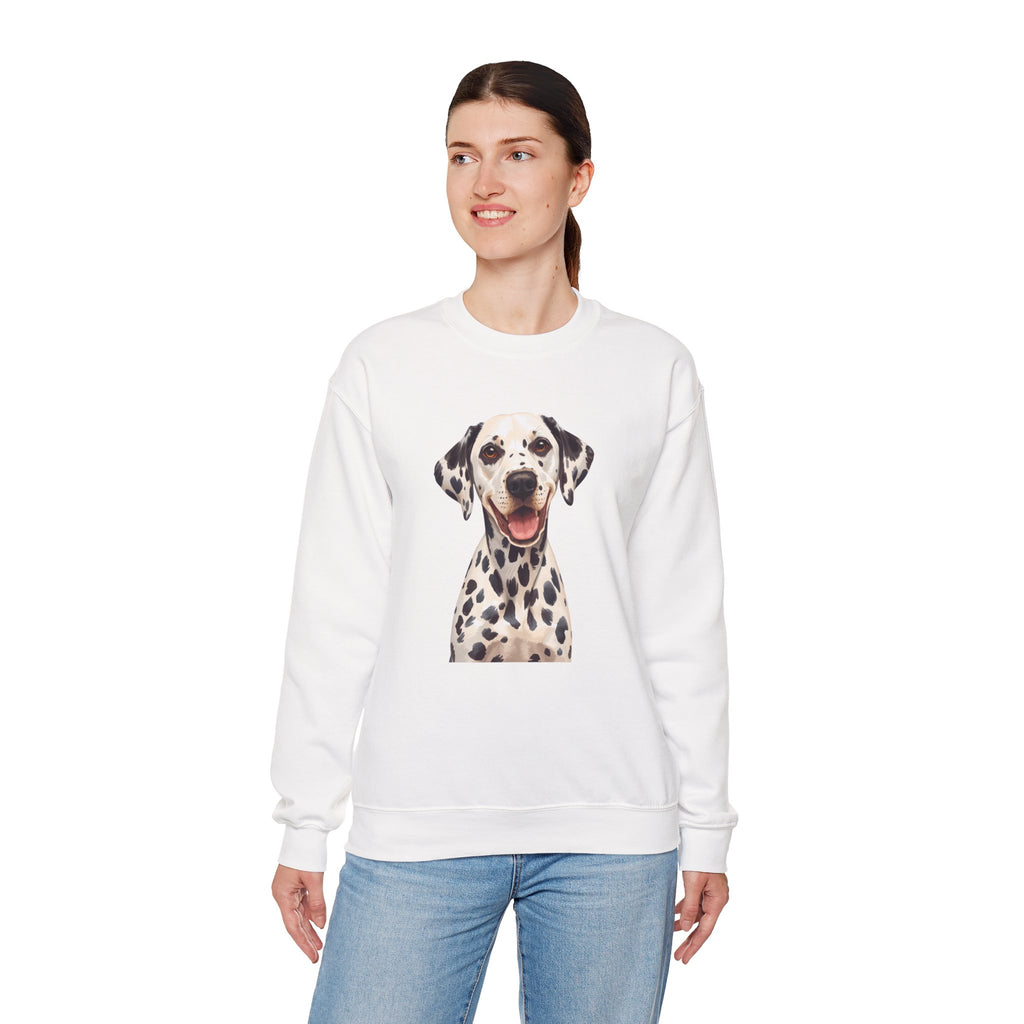 Dalmatian Smile Crewneck Sweatshirt — Cute Dog Graphic Pullover