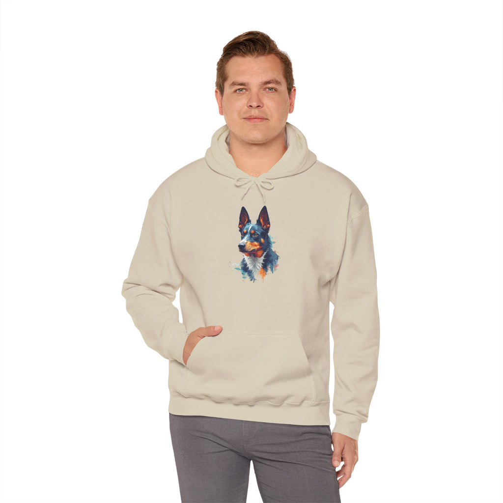Australian Kelpie Watercolor Hoodie — Artistic Dog Portrait Pullover