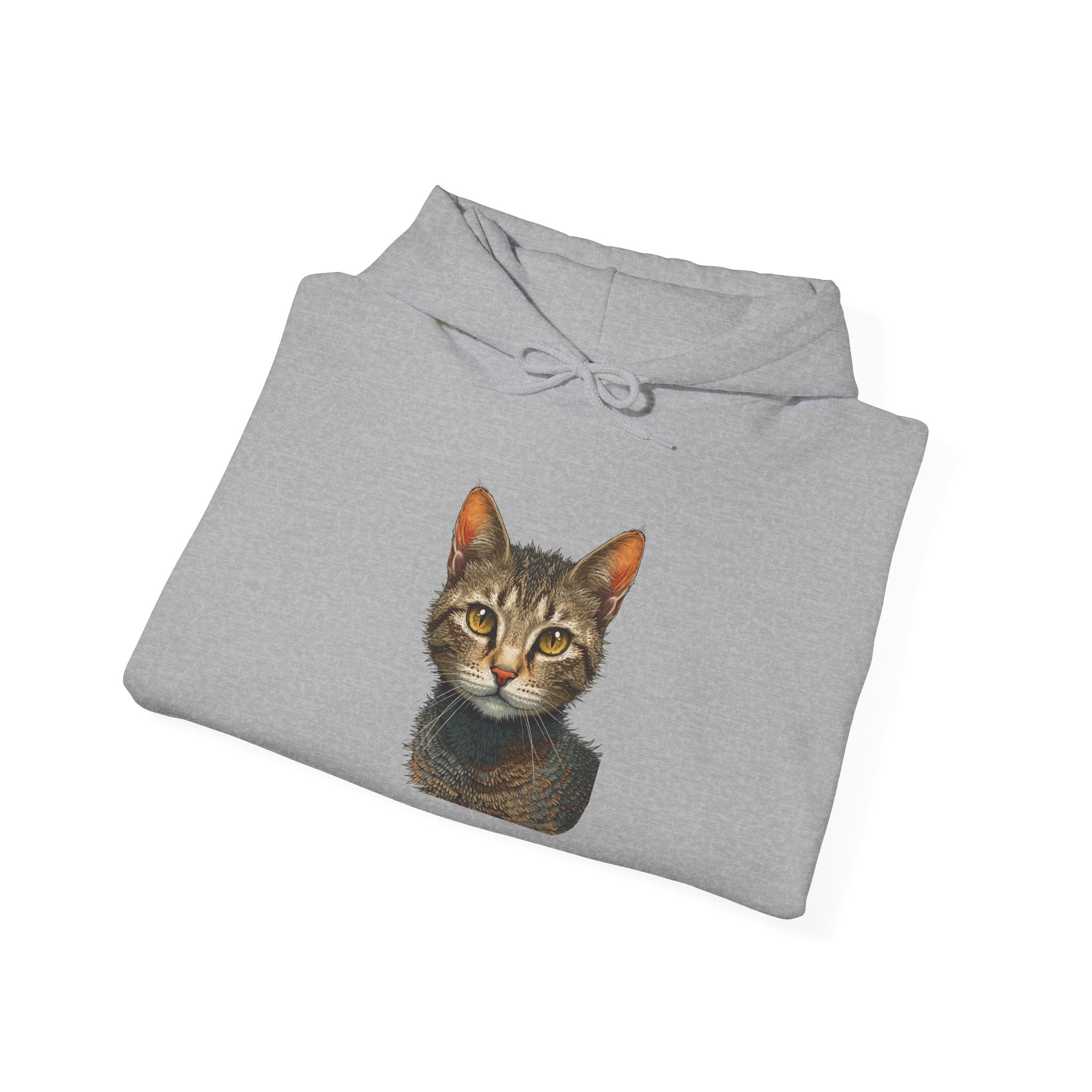 Cat Portrait Hoodie — Realistic Tabby Kitten Graphic Pullover