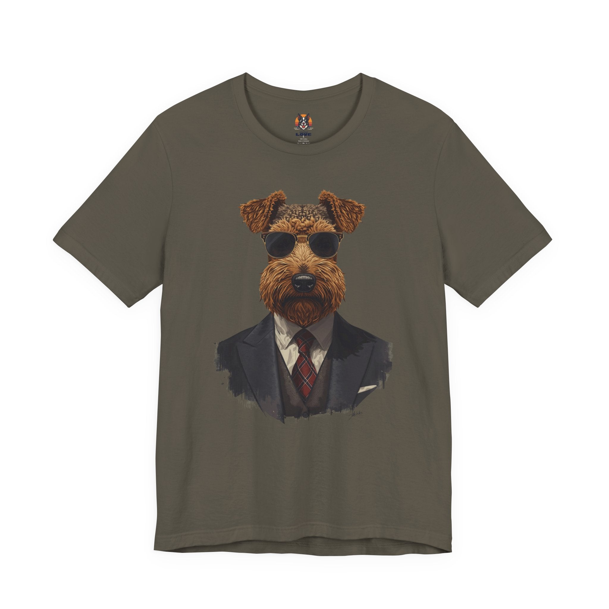 Airedale Gentleman T‑Shirt — Dog in Suit Graphic Tee