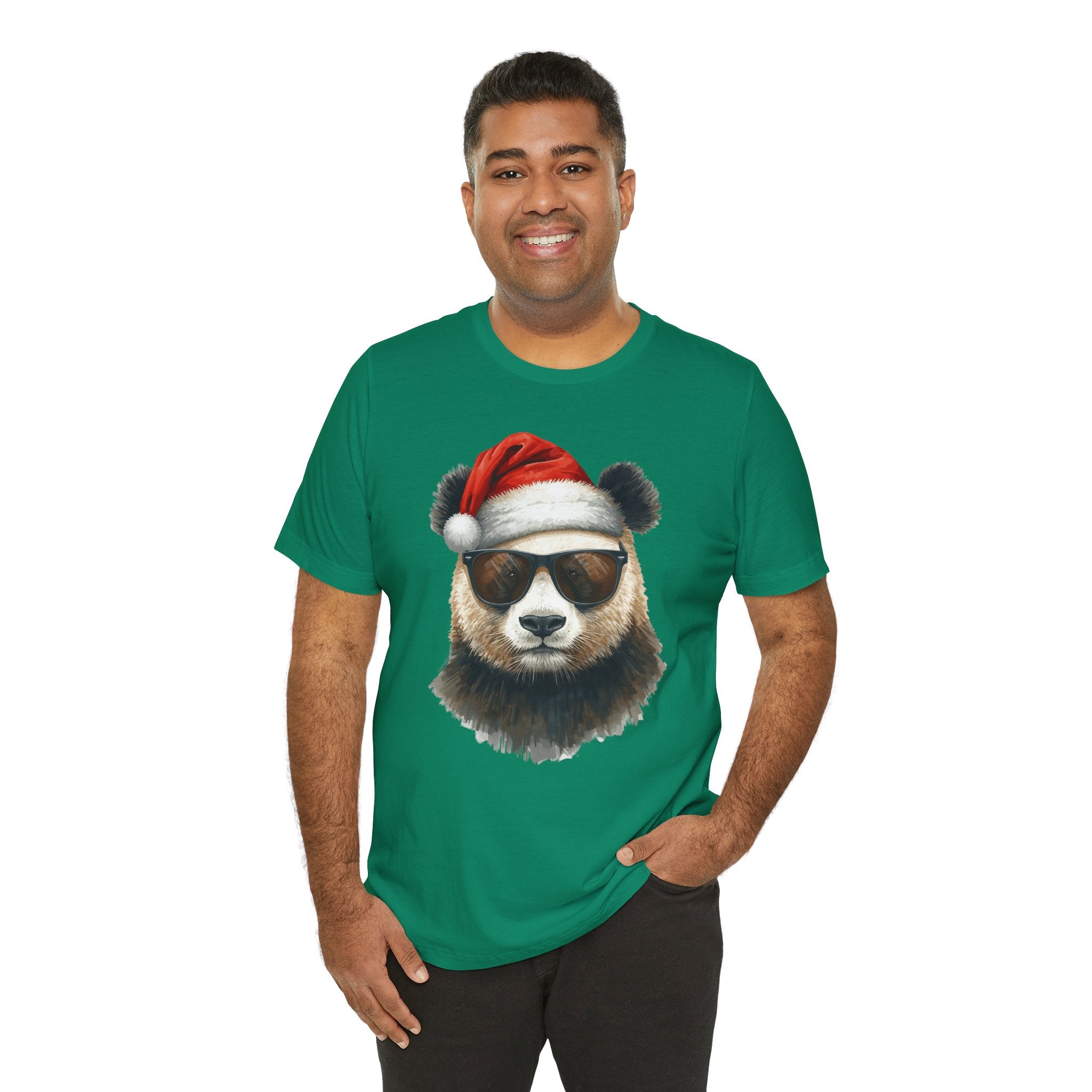 Panda With Santa Hat T-Shirt – Cool Sunglasses Holiday Tee