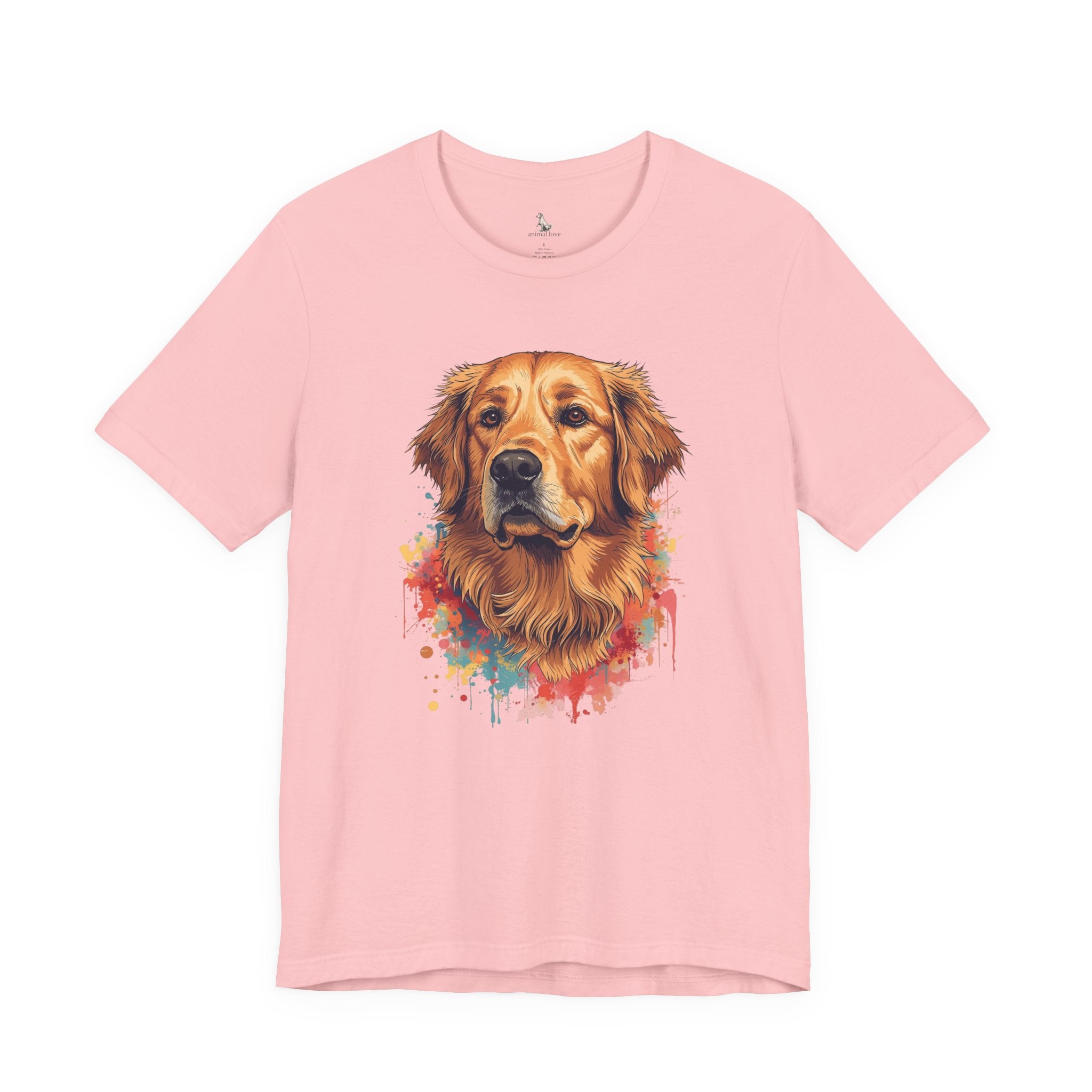 Golden Retriever Watercolor T-Shirt — Colorful Dog Portrait Tee for Dog Lovers