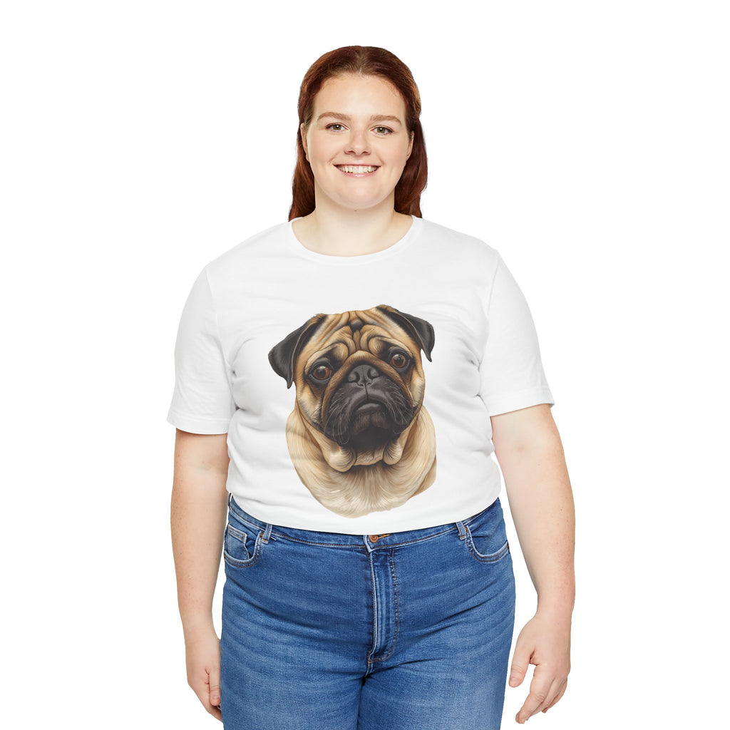 Pug Portrait T-Shirt - Realistic Dog Face Tee for Pug Lovers