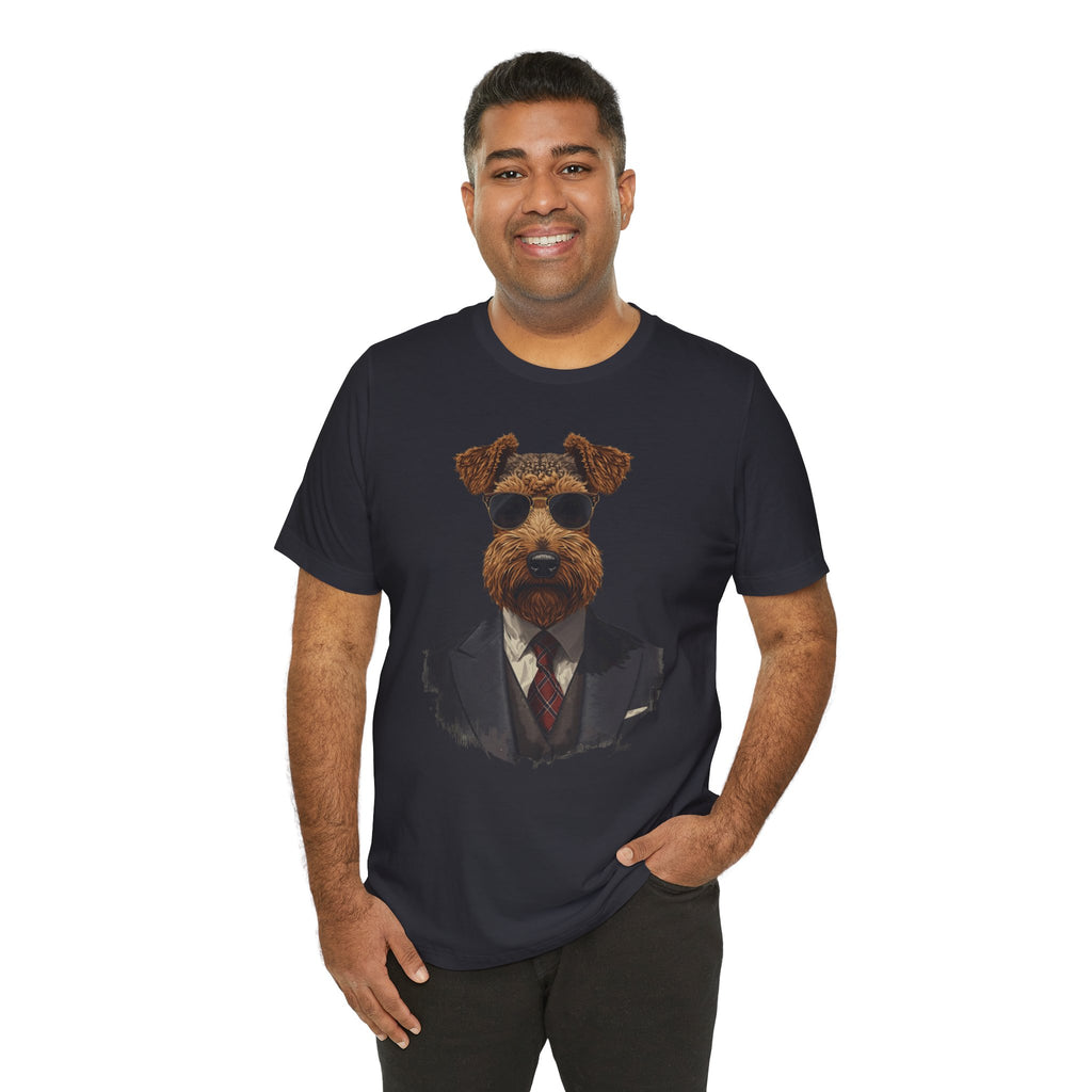 Airedale Gentleman T‑Shirt — Dog in Suit Graphic Tee