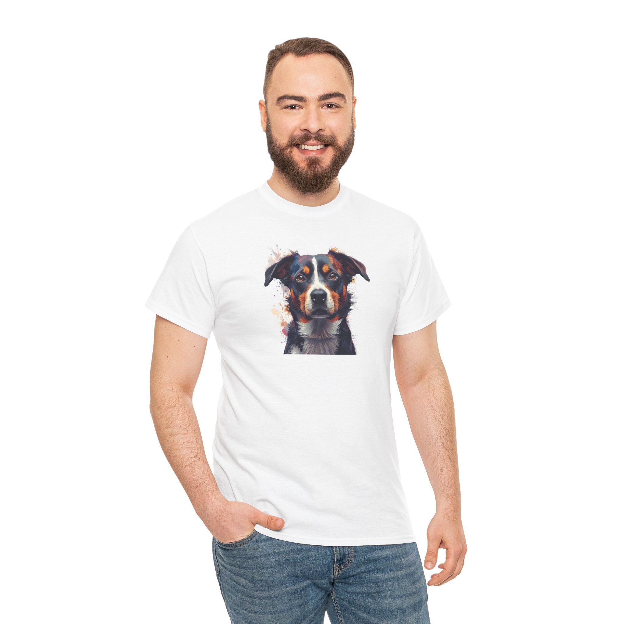 Australian Shepherd Portrait T-Shirt — Realistic Dog Face Tee for Dog Lovers
