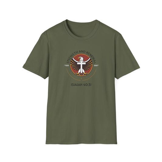 Eagle Strength Softstyle T-Shirt with Isaiah 40:31 Verse - Christian Apparel