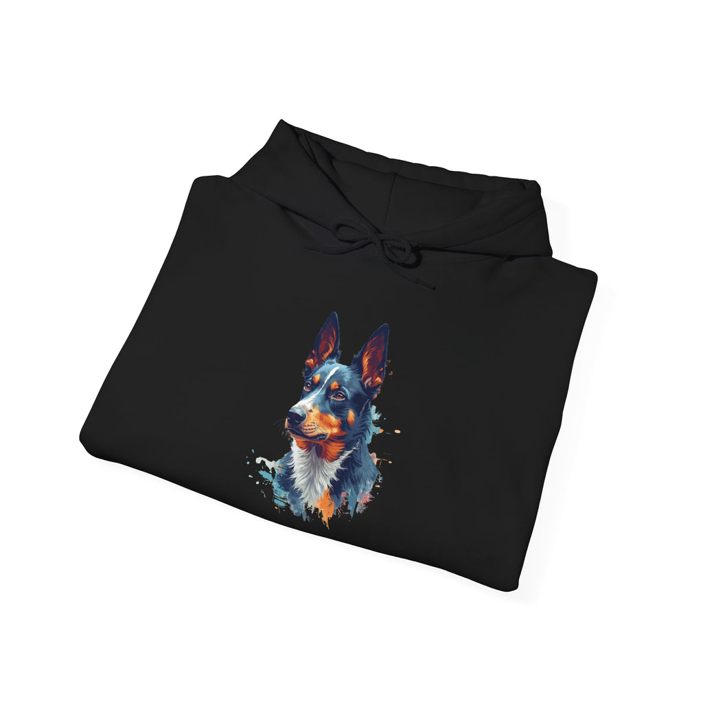 Australian Kelpie Watercolor Hoodie — Artistic Dog Portrait Pullover