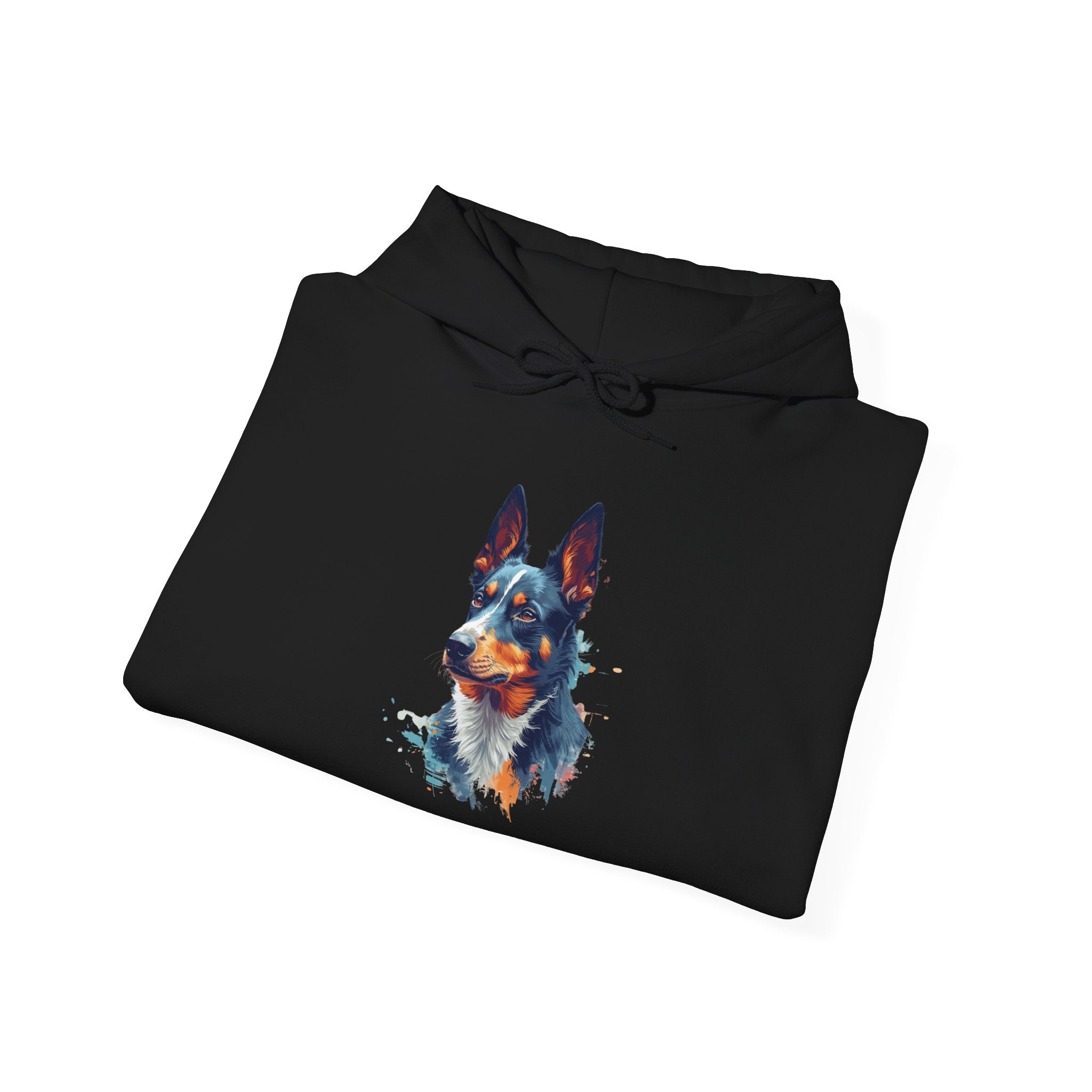Australian Kelpie Watercolor Hoodie — Artistic Dog Portrait Pullover