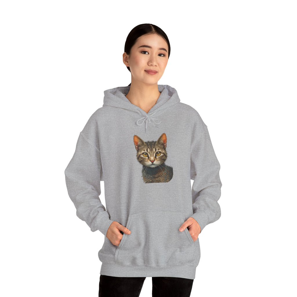 Cat Portrait Hoodie — Realistic Tabby Kitten Graphic Pullover