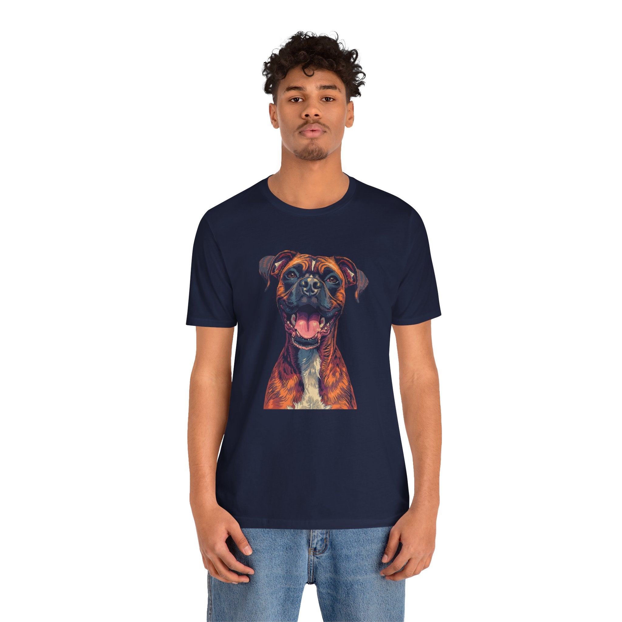 Happy Boxer Dog T‑Shirt — Colorful Portrait Pet Tee