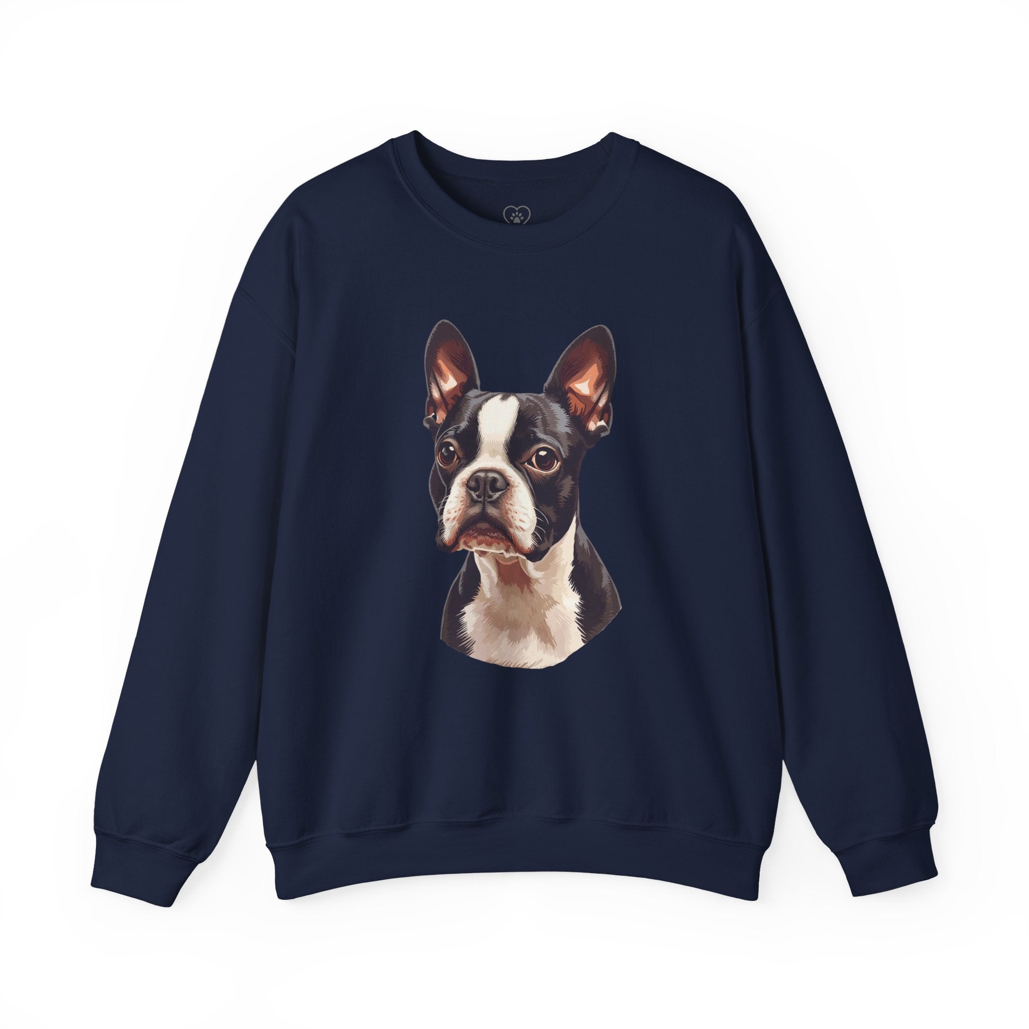 Boston Terrier Portrait Sweatshirt — Cute Dog Face Crewneck for Pet Lovers