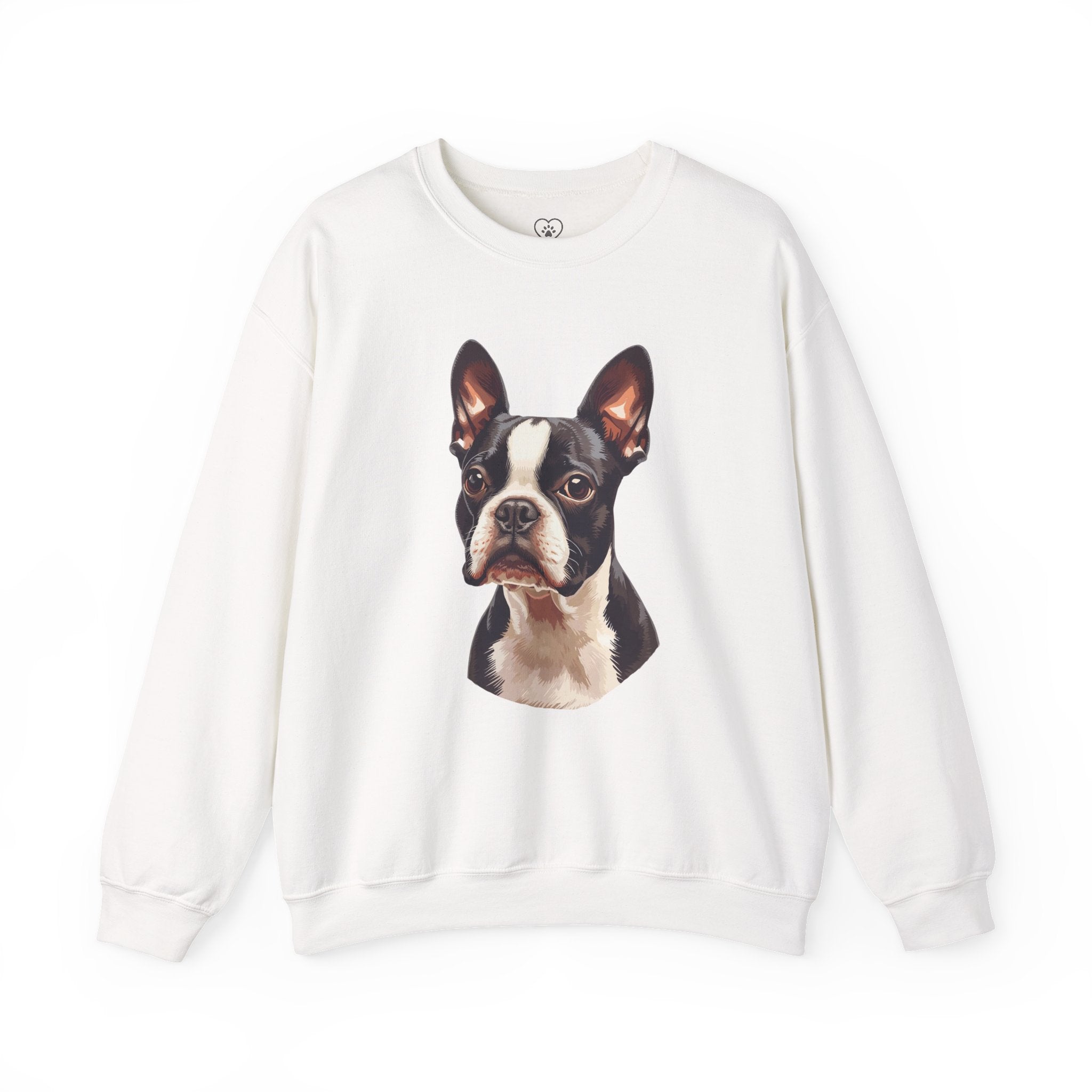 Boston Terrier Portrait Sweatshirt — Cute Dog Face Crewneck for Pet Lovers