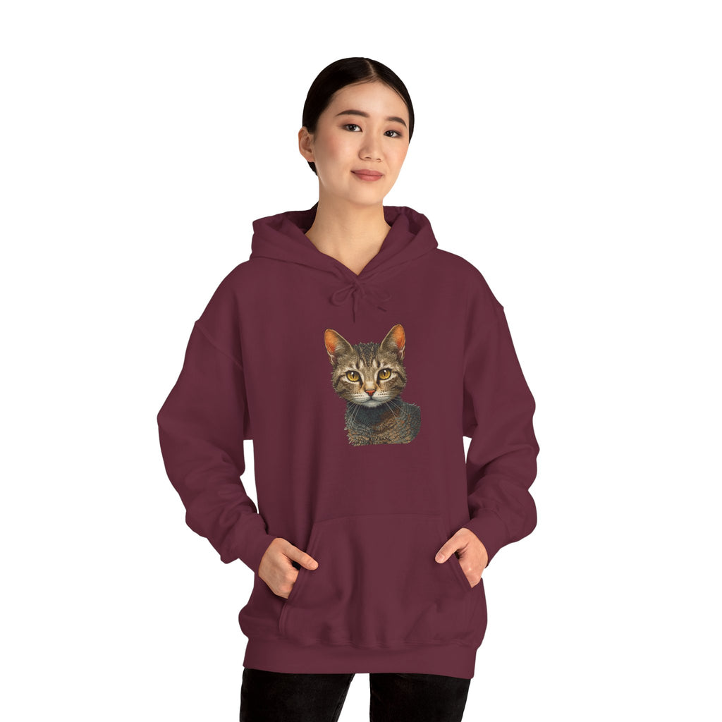 Cat Portrait Hoodie — Realistic Tabby Kitten Graphic Pullover