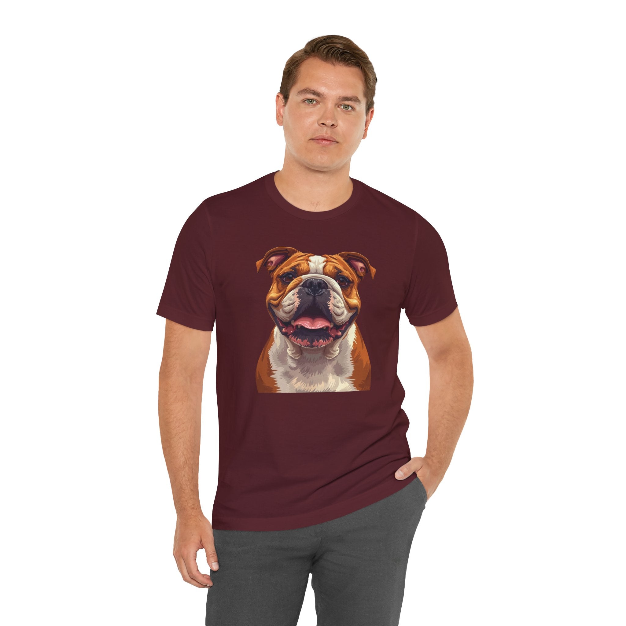 Bulldog Portrait T-Shirt — Smiling English Bulldog Graphic Tee