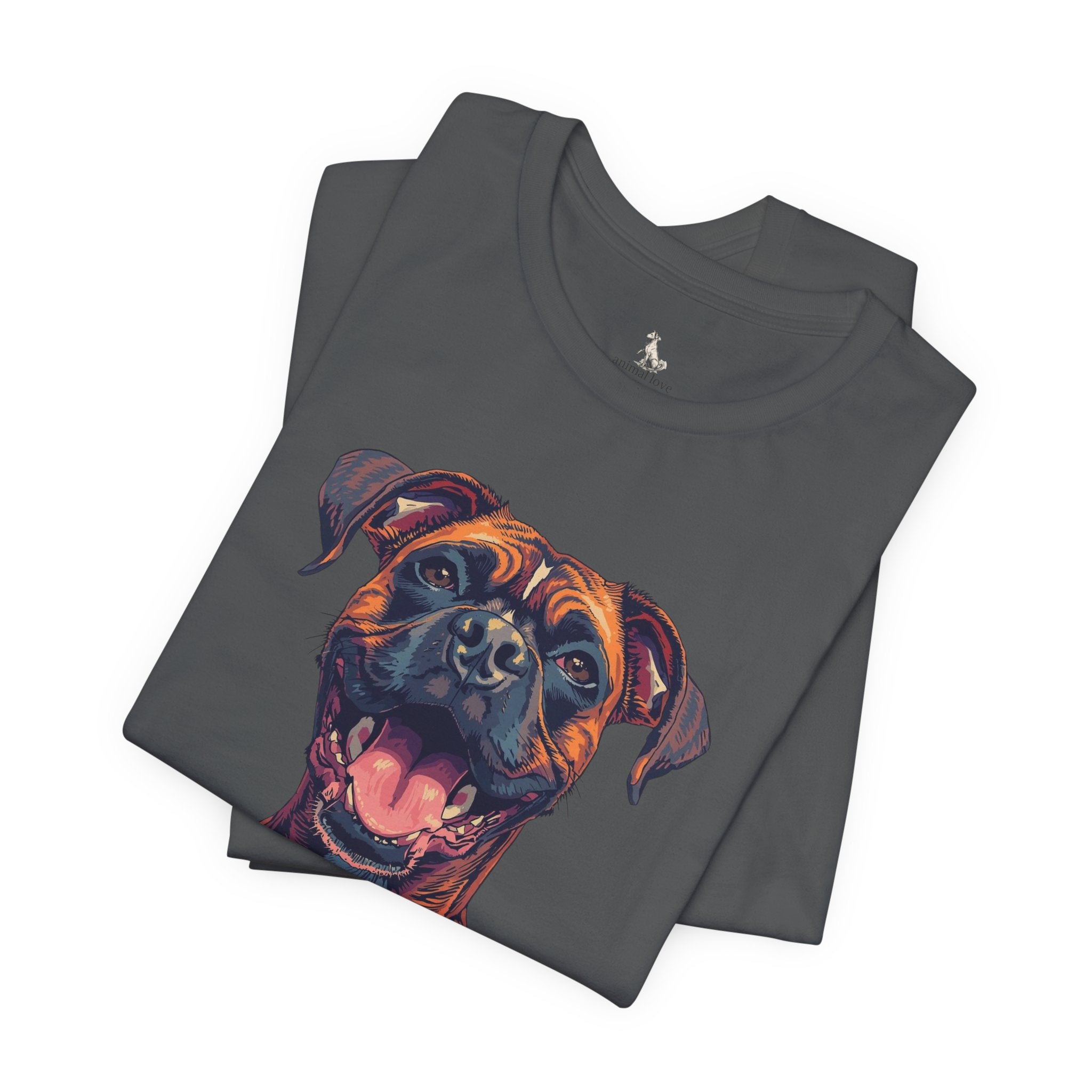 Happy Boxer Dog T‑Shirt — Colorful Portrait Pet Tee