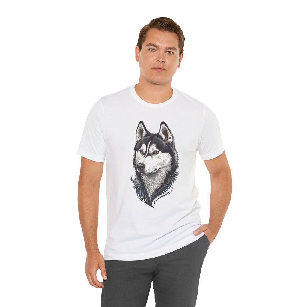 Husky Portrait T-Shirt — Realistic Siberian Husky Dog Tee
