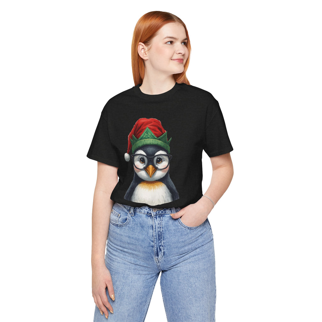 Penguin with Glasses Christmas Tee — Cute Holiday Penguin Shirt