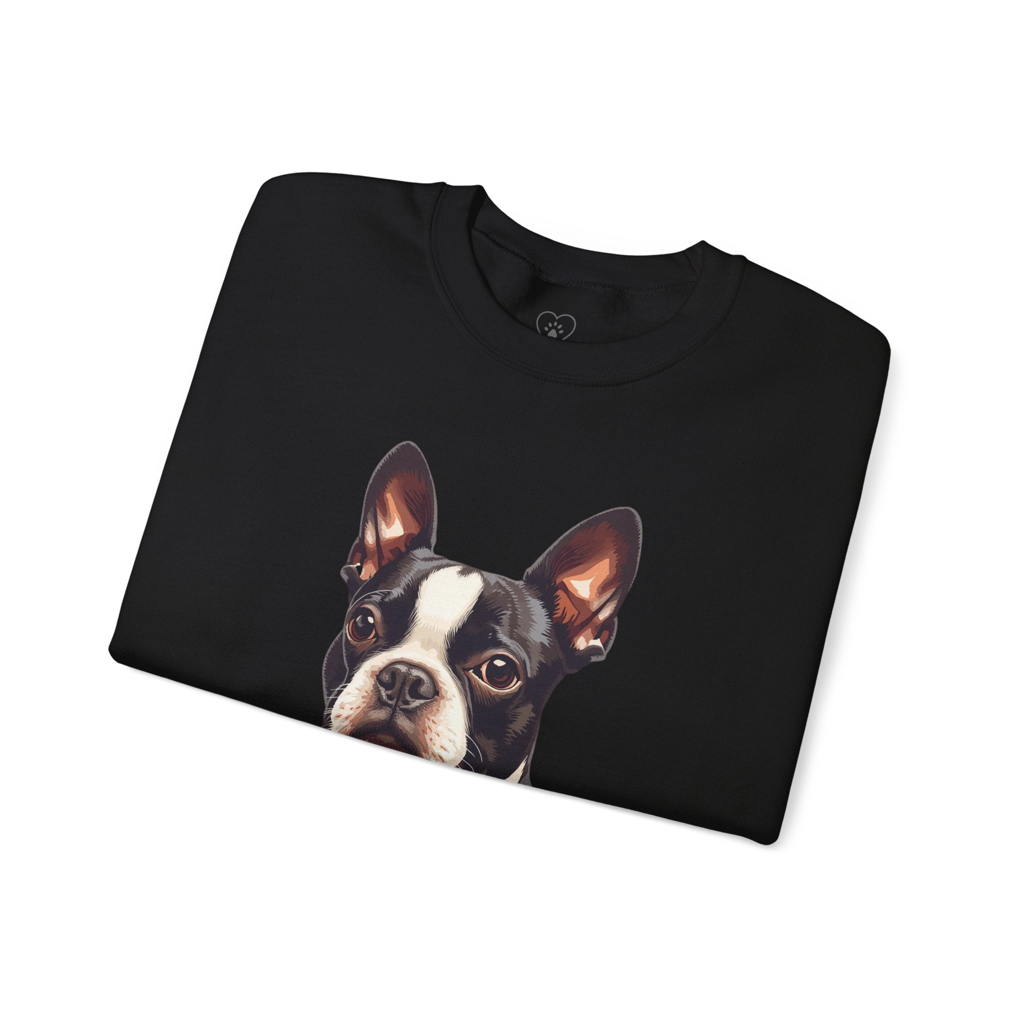 Boston Terrier Portrait Sweatshirt — Cute Dog Face Crewneck for Pet Lovers