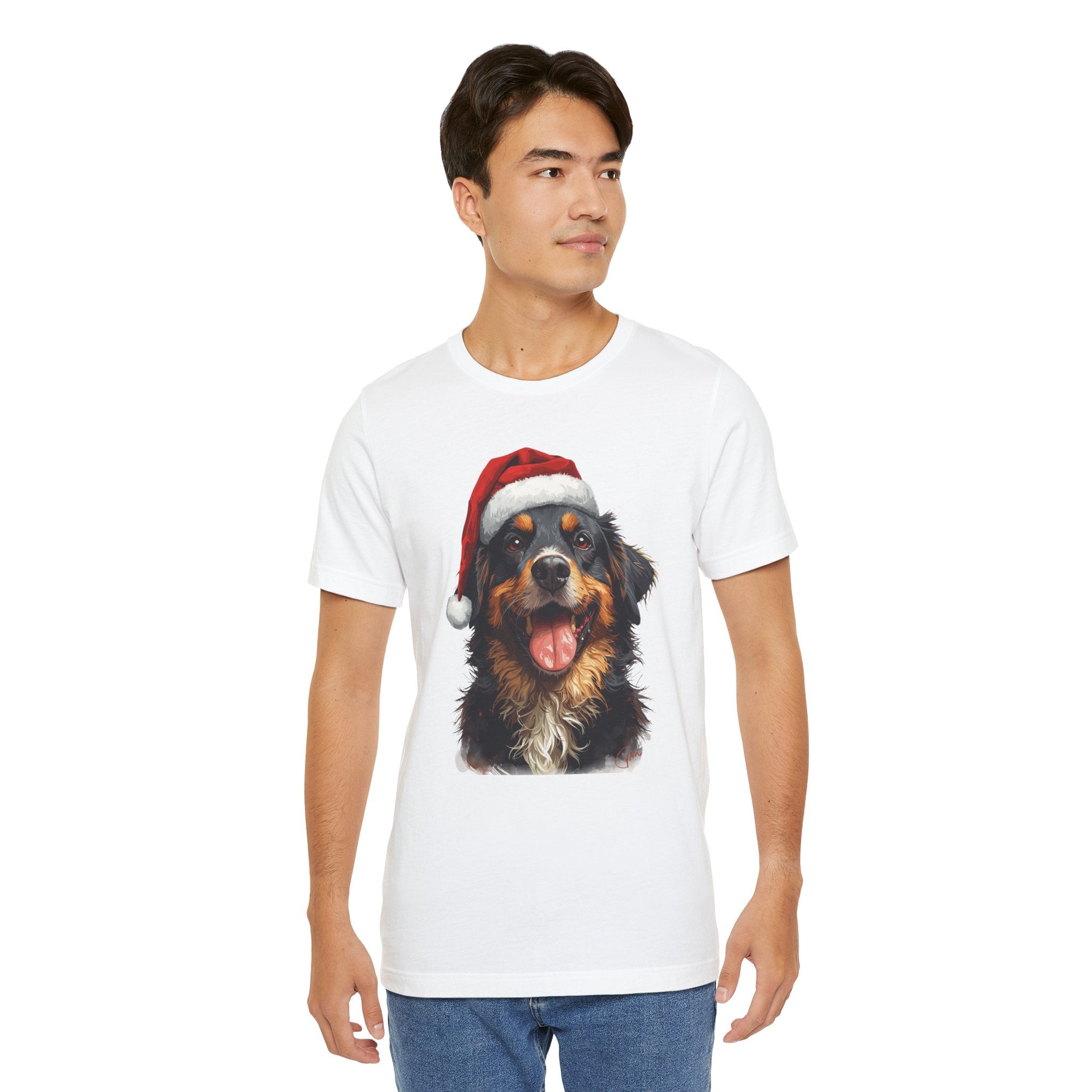 Christmas Bernese Mountain Dog T-Shirt — Santa Hat Holiday Tee