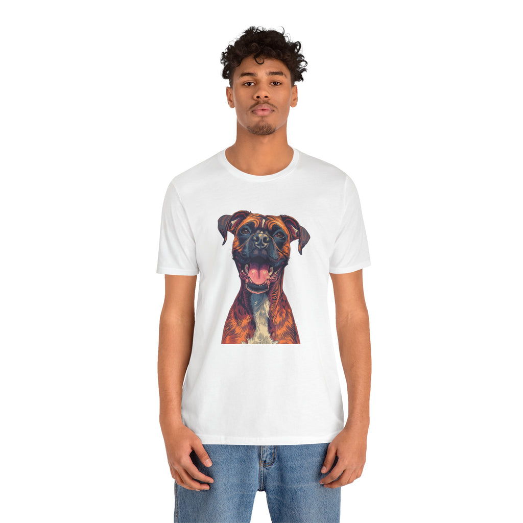 Happy Boxer Dog T‑Shirt — Colorful Portrait Pet Tee