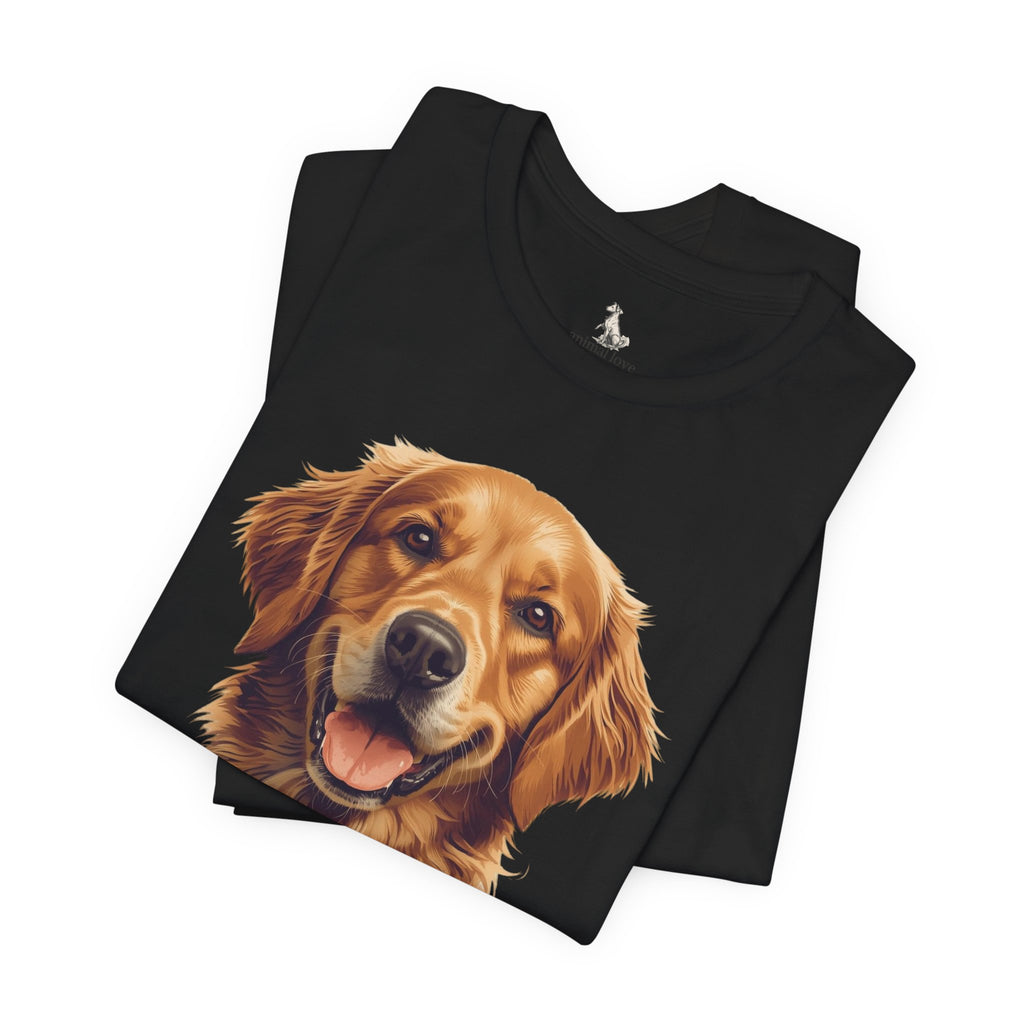Golden Retriever Portrait T-Shirt — Smiling Dog Tee for Dog Lovers