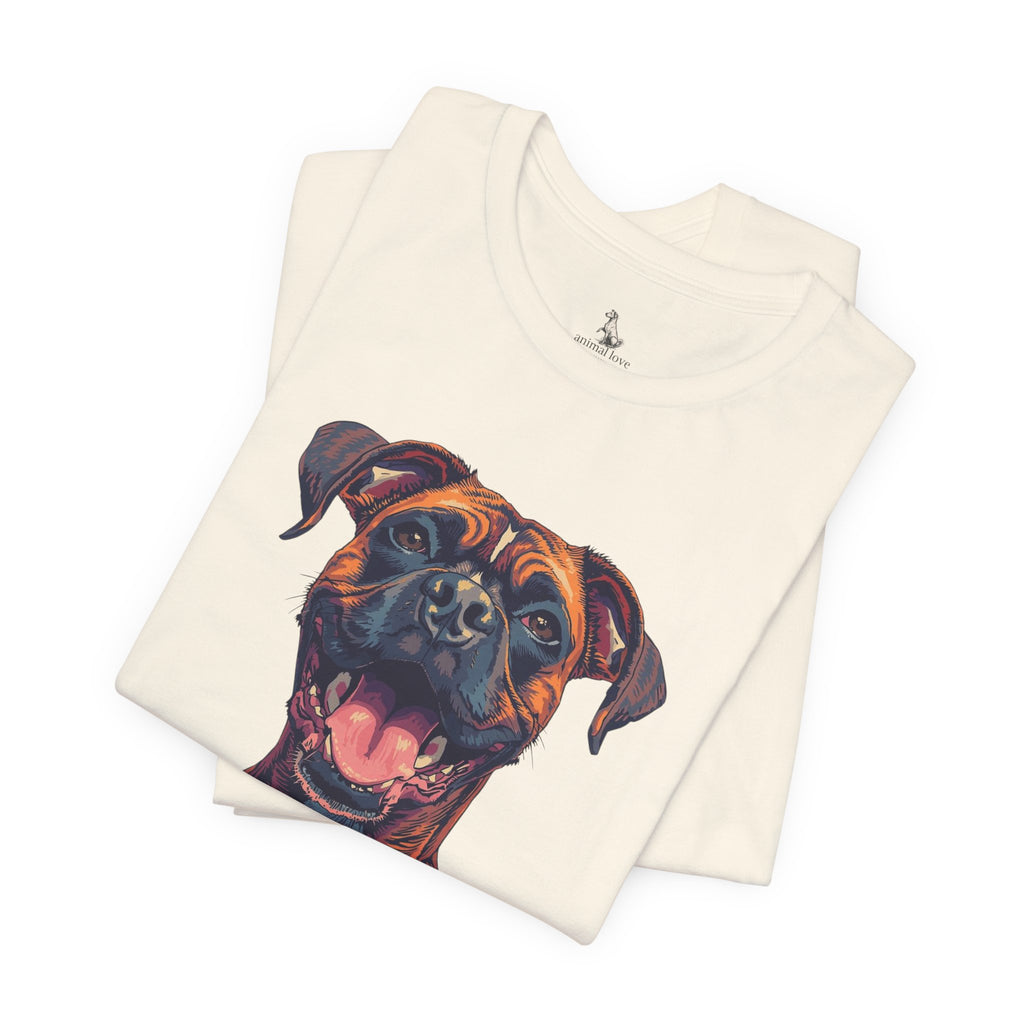 Happy Boxer Dog T‑Shirt — Colorful Portrait Pet Tee