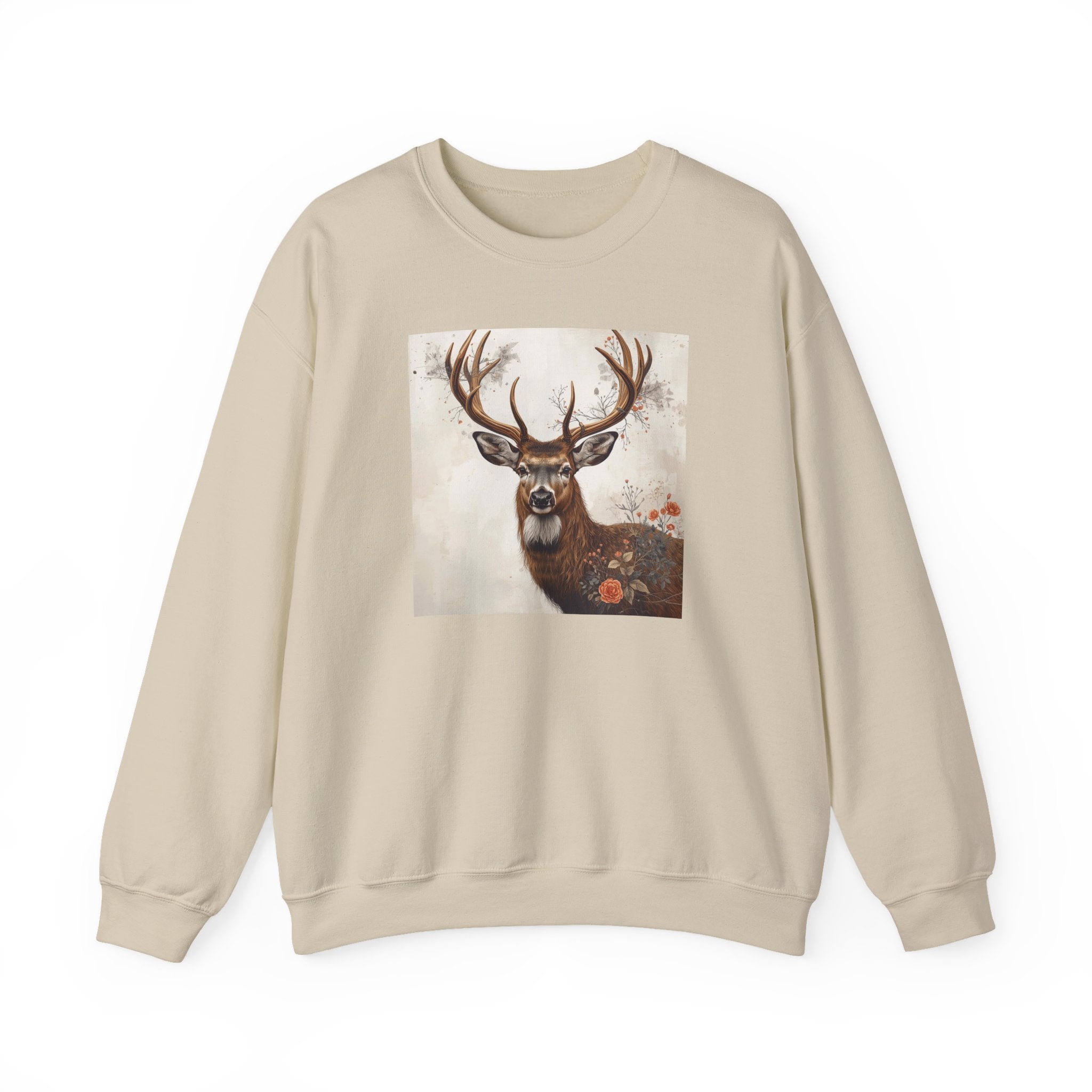 Deer Portrait Crewneck Sweatshirt — Rustic Stag Art Pullover