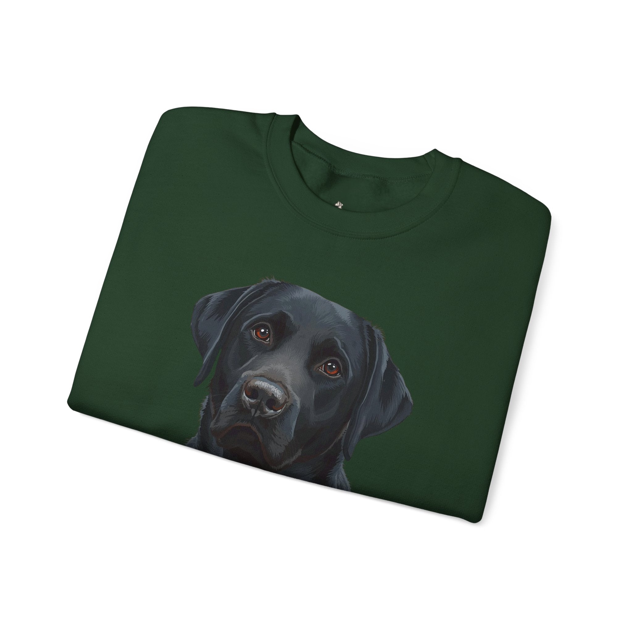 Black Labrador Portrait Crewneck Sweatshirt — Realistic Dog Print for Dog Lovers