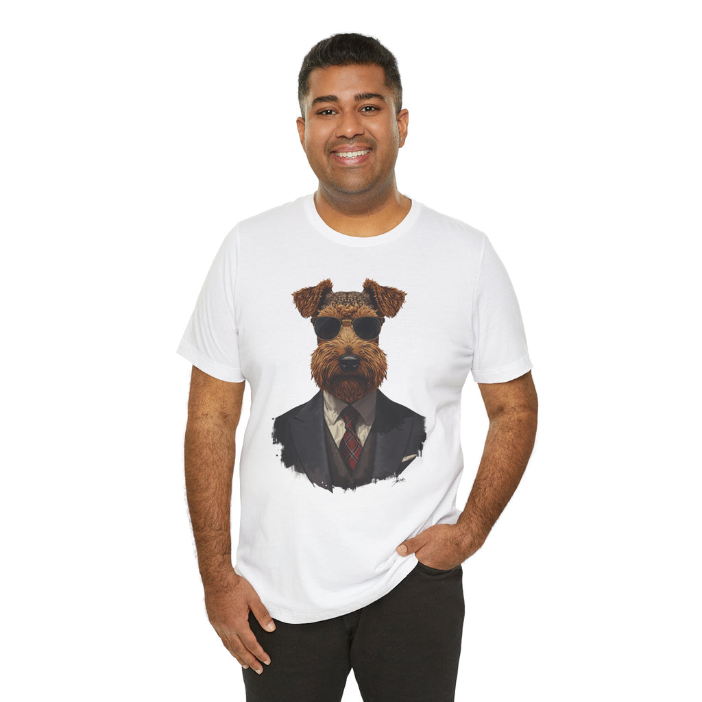Airedale Gentleman T‑Shirt — Dog in Suit Graphic Tee