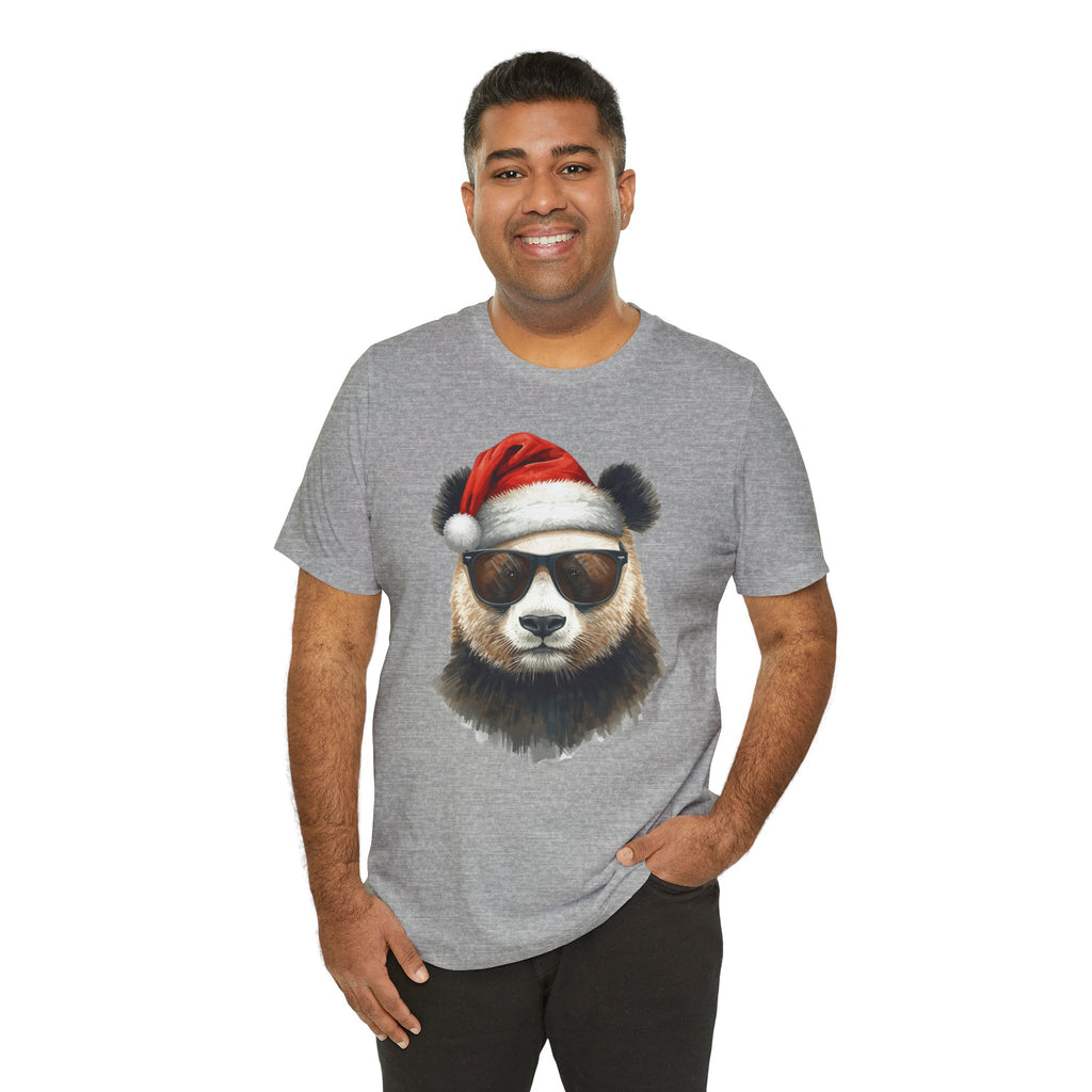 Panda With Santa Hat T-Shirt – Cool Sunglasses Holiday Tee