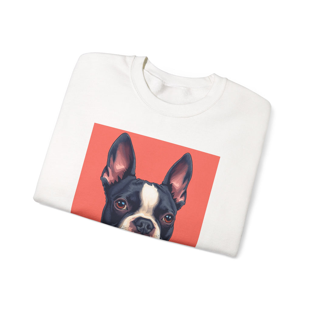 Boston Terrier Portrait Crewneck Sweatshirt — Cute Dog Graphic Pullover