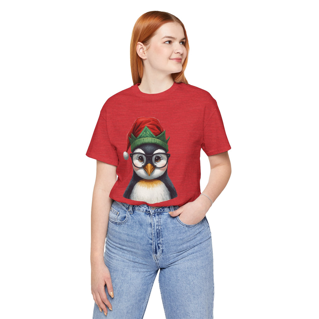 Penguin with Glasses Christmas Tee — Cute Holiday Penguin Shirt