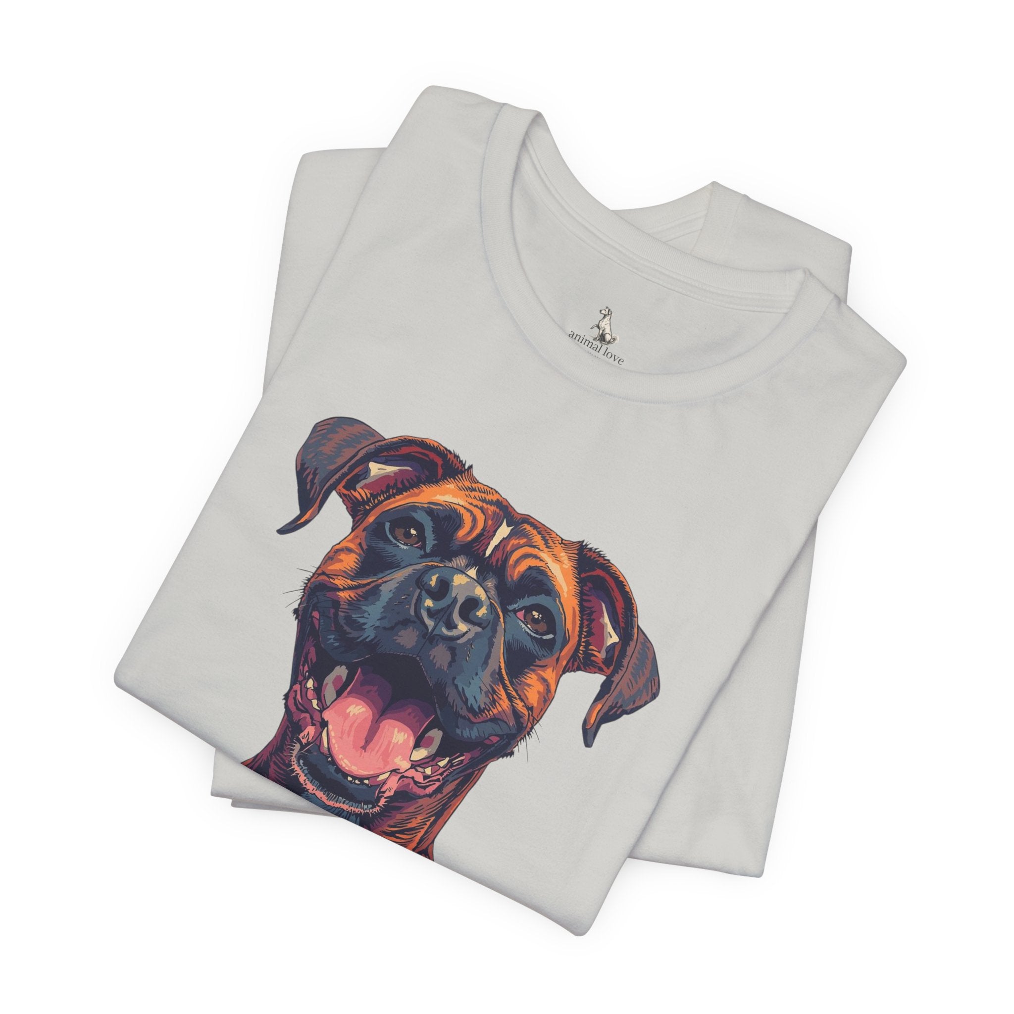 Happy Boxer Dog T‑Shirt — Colorful Portrait Pet Tee