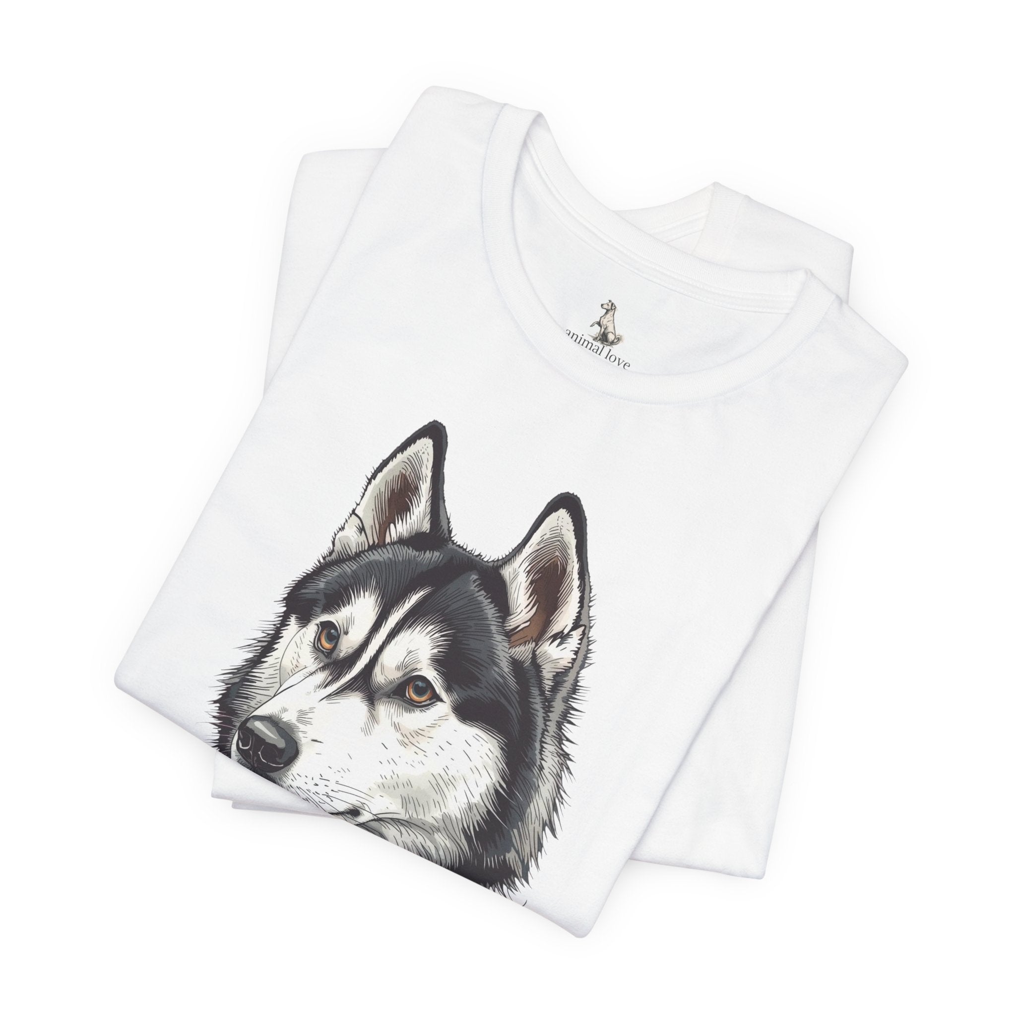 Husky Portrait T-Shirt — Realistic Siberian Husky Dog Tee