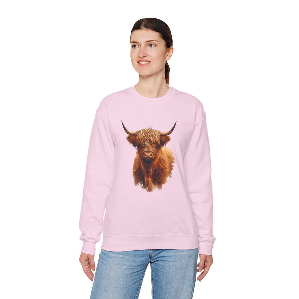 Highland Cow Crewneck Sweatshirt — Scottish Highland Cattle Graphic