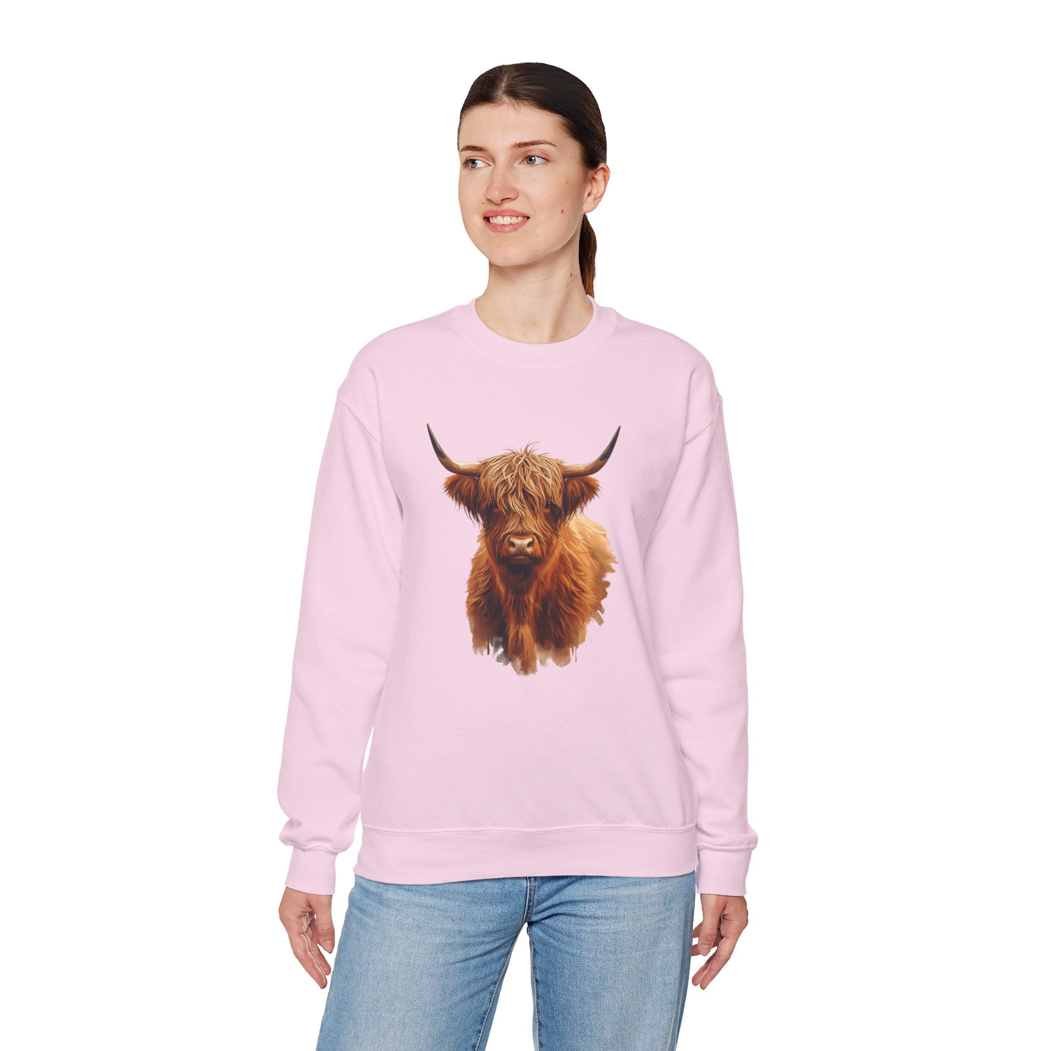 Highland Cow Crewneck Sweatshirt — Scottish Highland Cattle Graphic