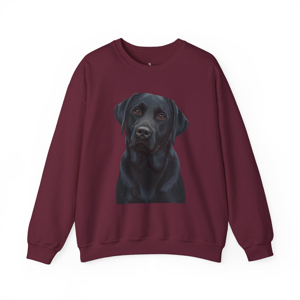 Black Labrador Portrait Crewneck Sweatshirt — Realistic Dog Print for Dog Lovers