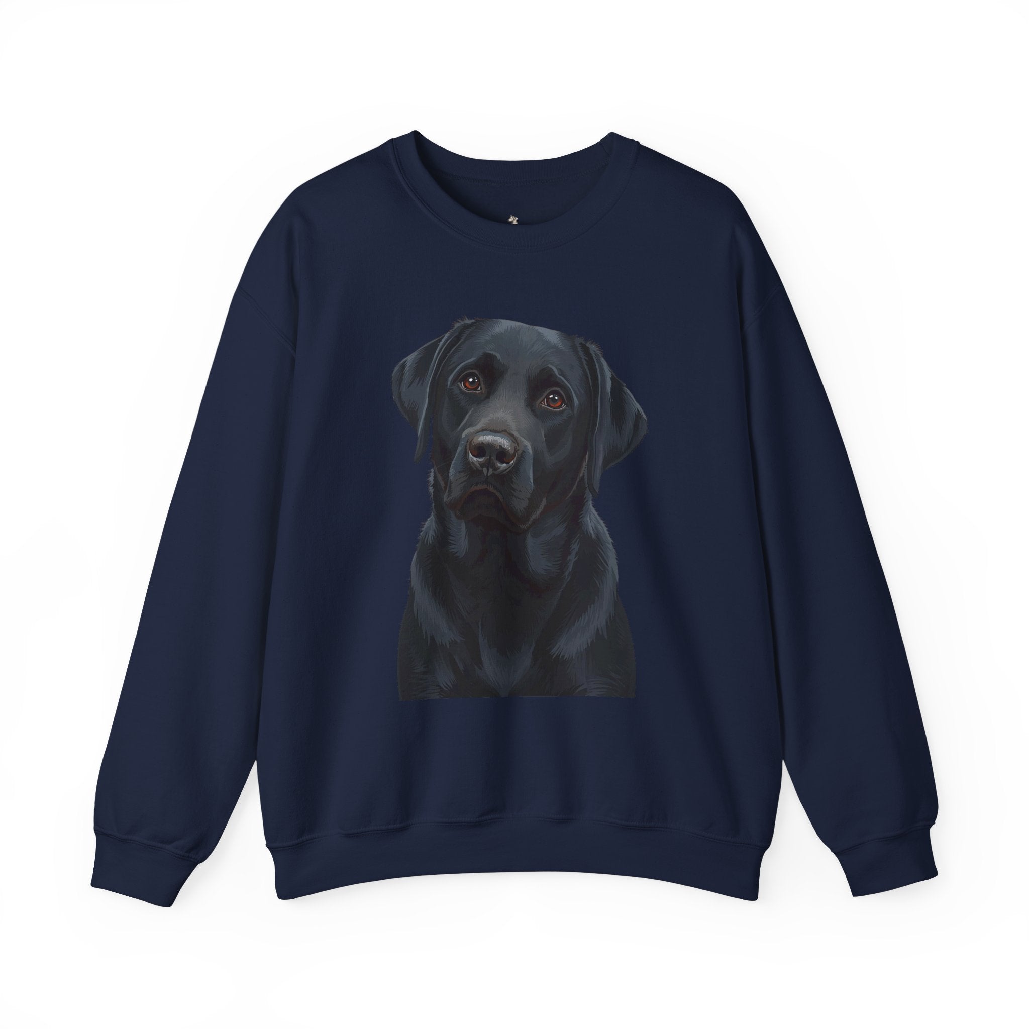 Black Labrador Portrait Crewneck Sweatshirt — Realistic Dog Print for Dog Lovers