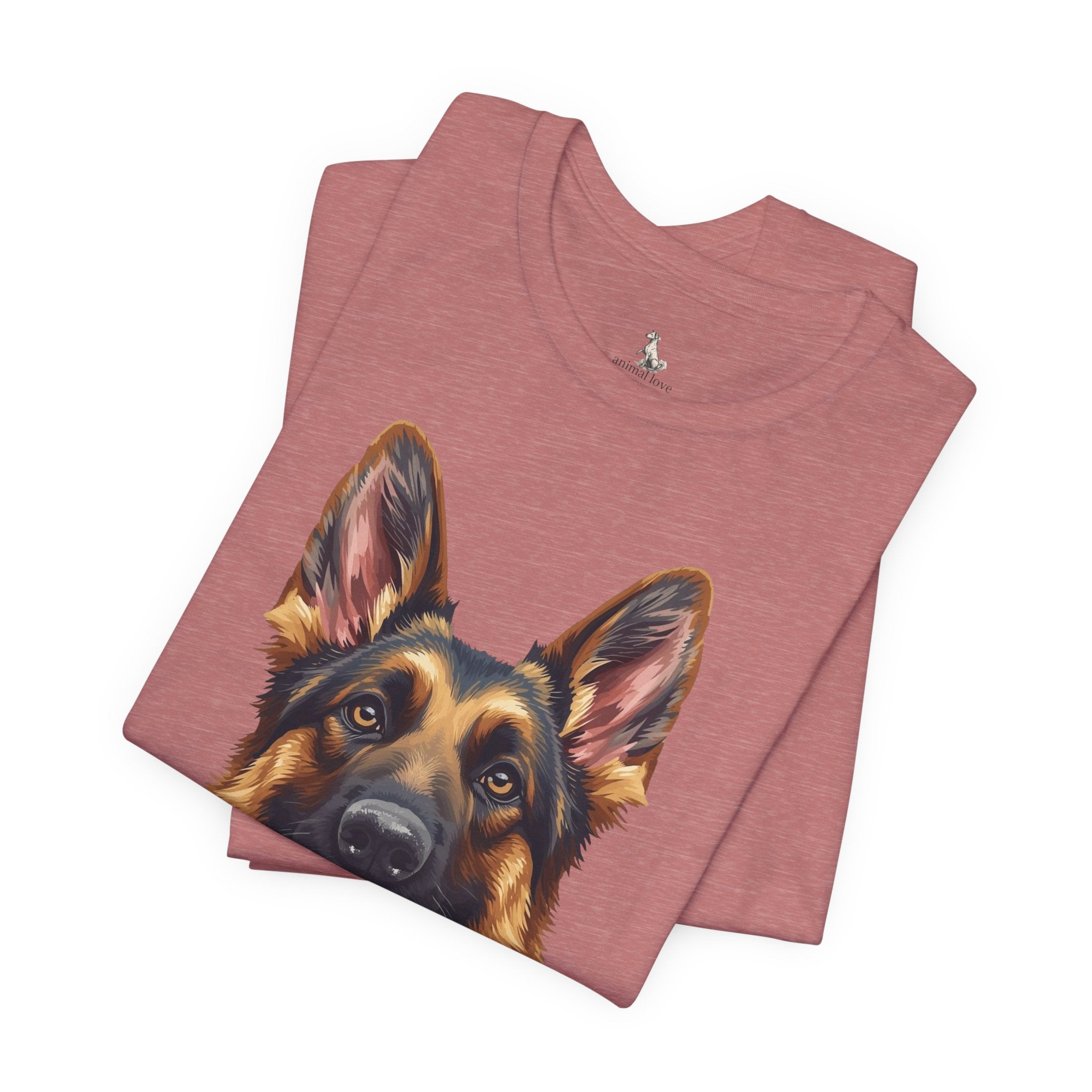 German Shepherd Portrait T‑Shirt — Realistic Dog Face Tee for Dog Lovers