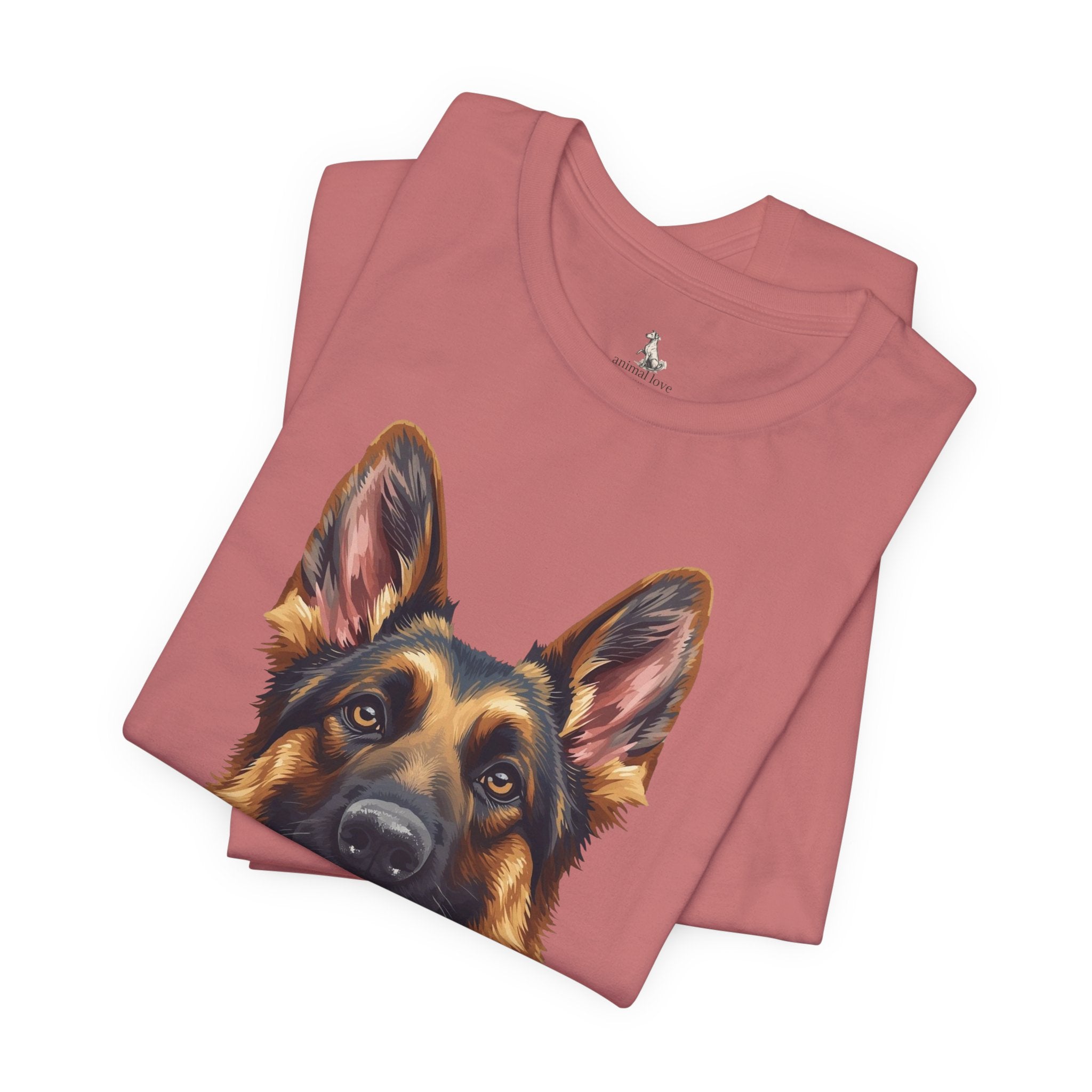 German Shepherd Portrait T‑Shirt — Realistic Dog Face Tee for Dog Lovers