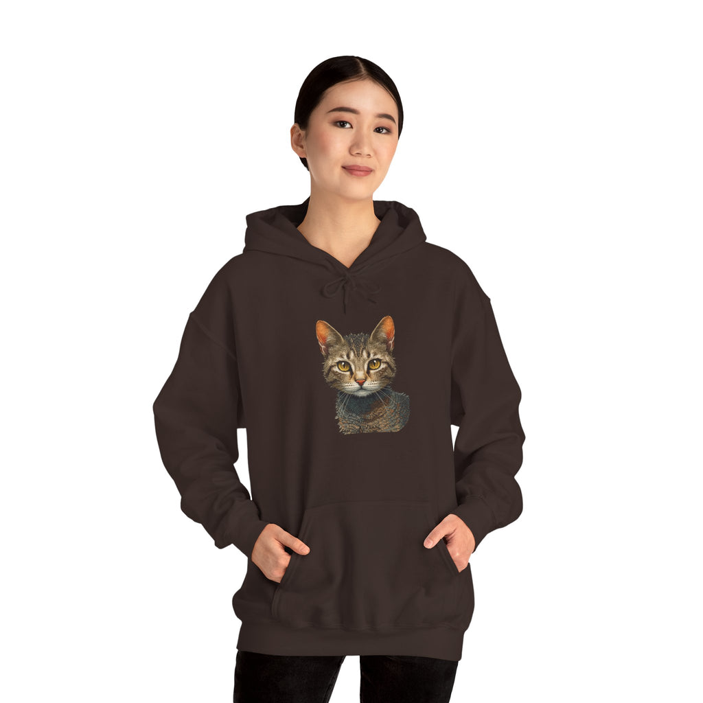 Cat Portrait Hoodie — Realistic Tabby Kitten Graphic Pullover