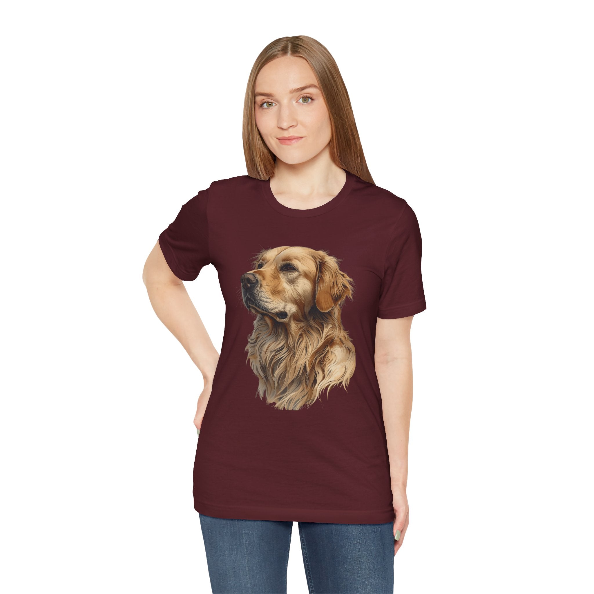 Golden Retriever Portrait T-Shirt — Realistic Dog Tee for Pet Lovers