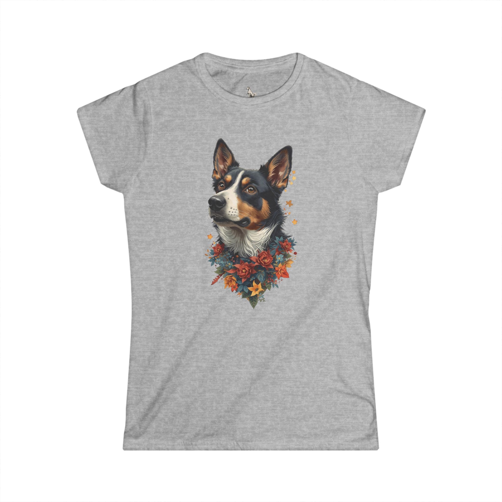 Australian Cattle Dog Floral Portrait Tee — DogLover T-Shirt Womens