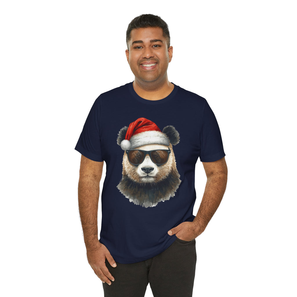 Panda With Santa Hat T-Shirt – Cool Sunglasses Holiday Tee