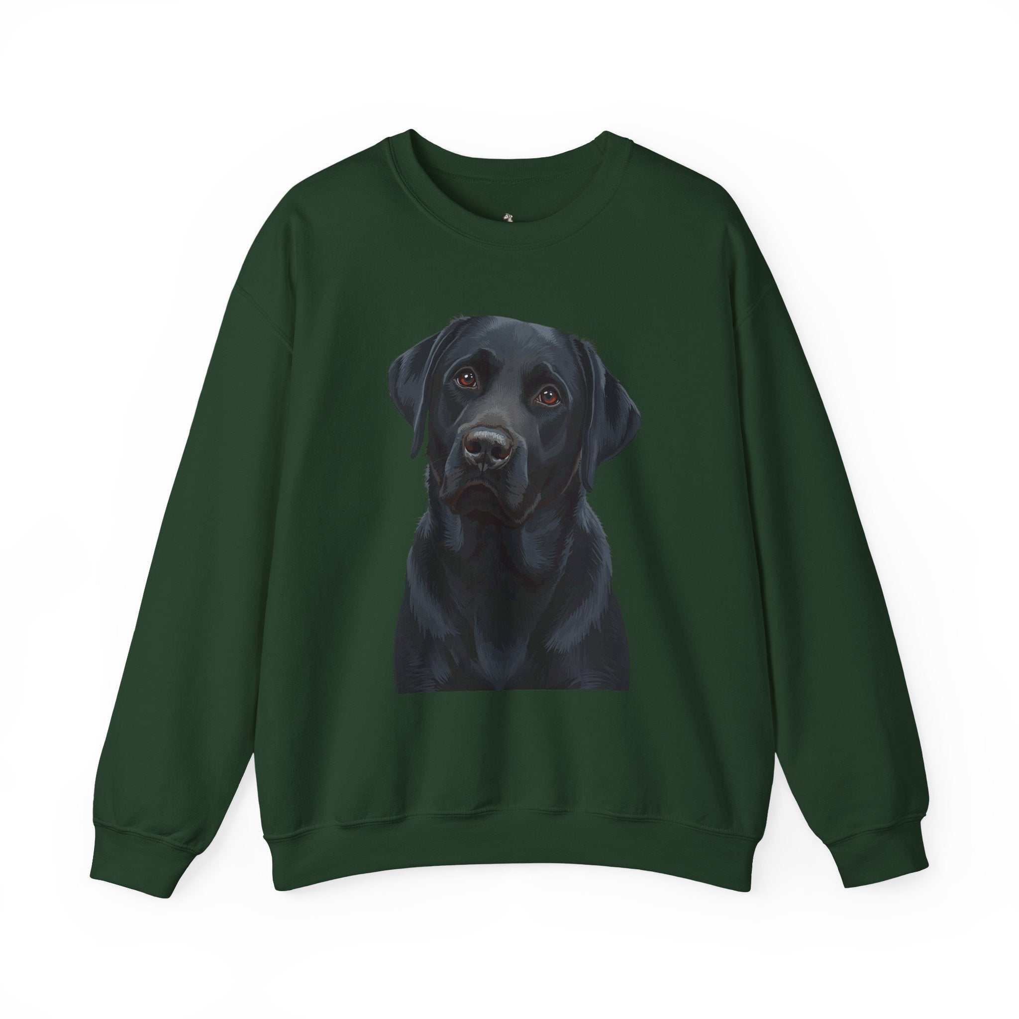 Black Labrador Portrait Crewneck Sweatshirt — Realistic Dog Print for Dog Lovers