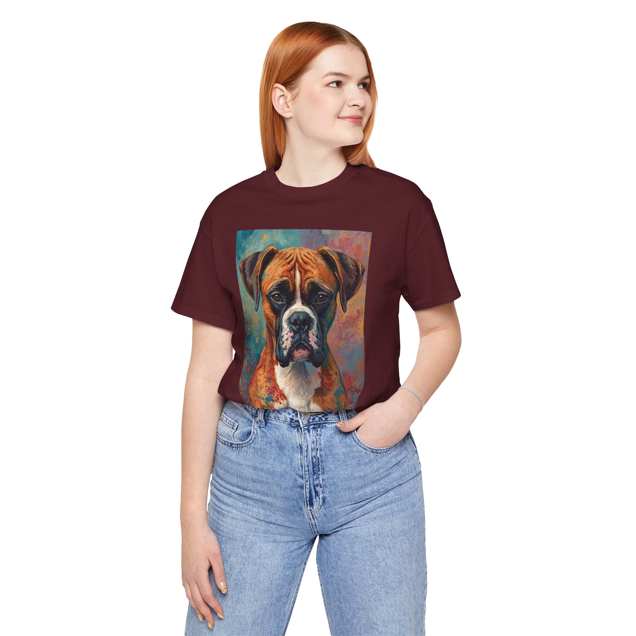 Boxer Dog Portrait T-Shirt — Colorful Painterly Canine Tee