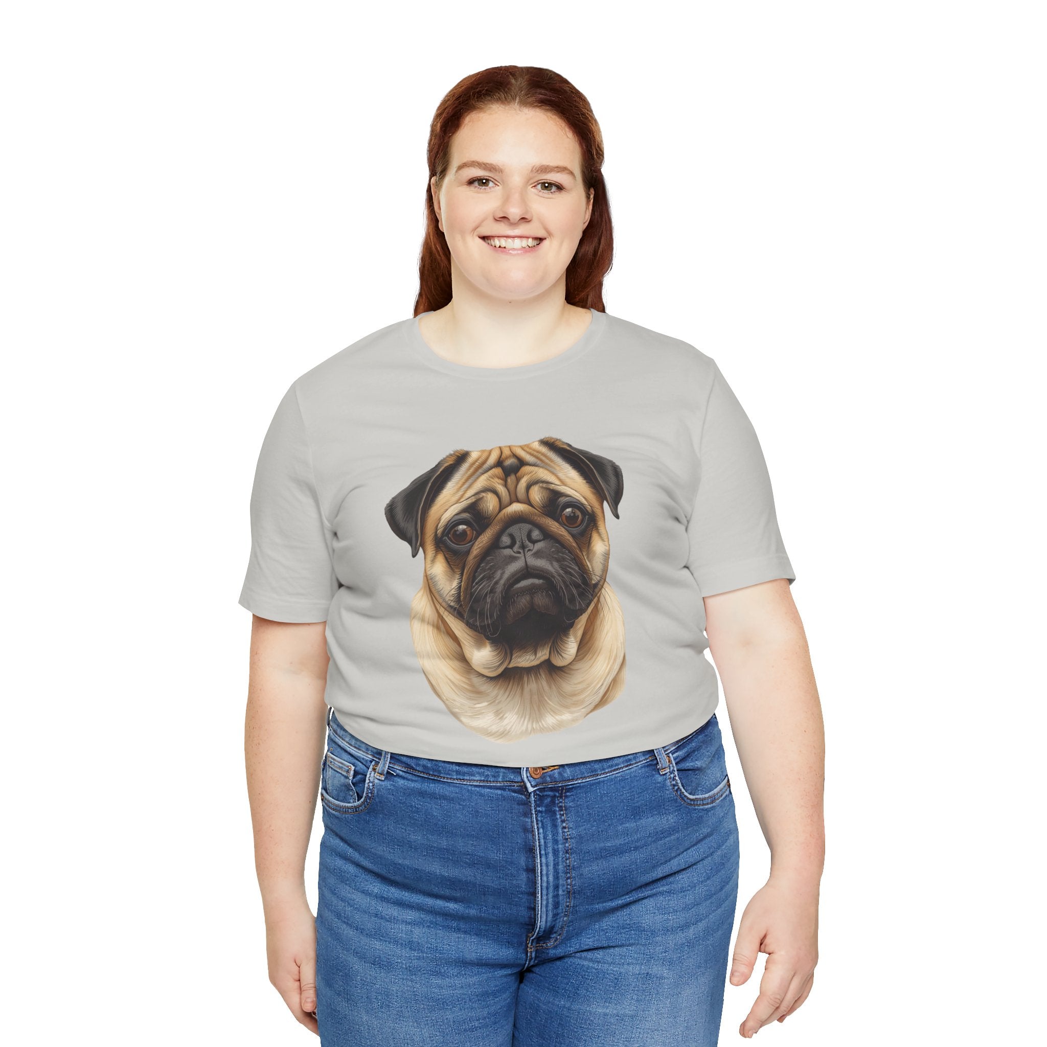 Pug Portrait T-Shirt - Realistic Dog Face Tee for Pug Lovers